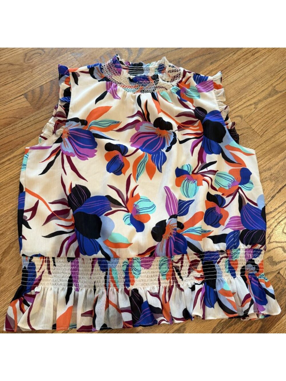J. CREW WOMENS SIZE 10 SLEEVELESS FLORAL BLOUSE